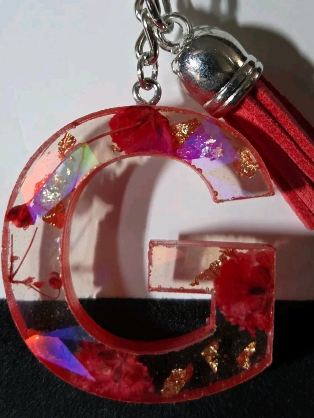 Red Letter G Resin Keychain Phone Charm